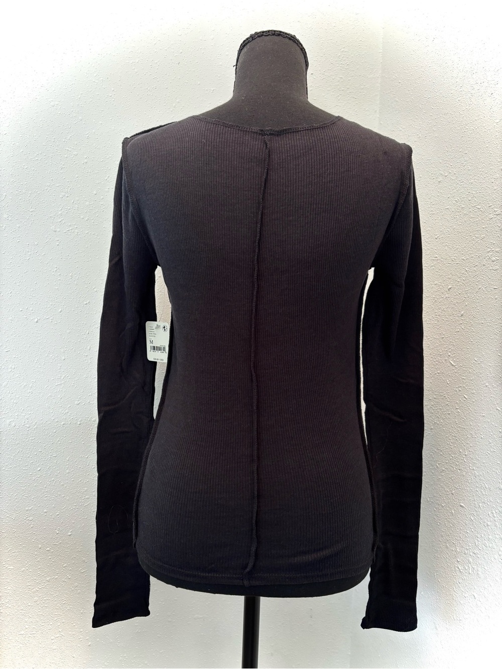 Free People Black Ribbed Long-Sleeve Scoop Neck Top - Picture 3 of 5